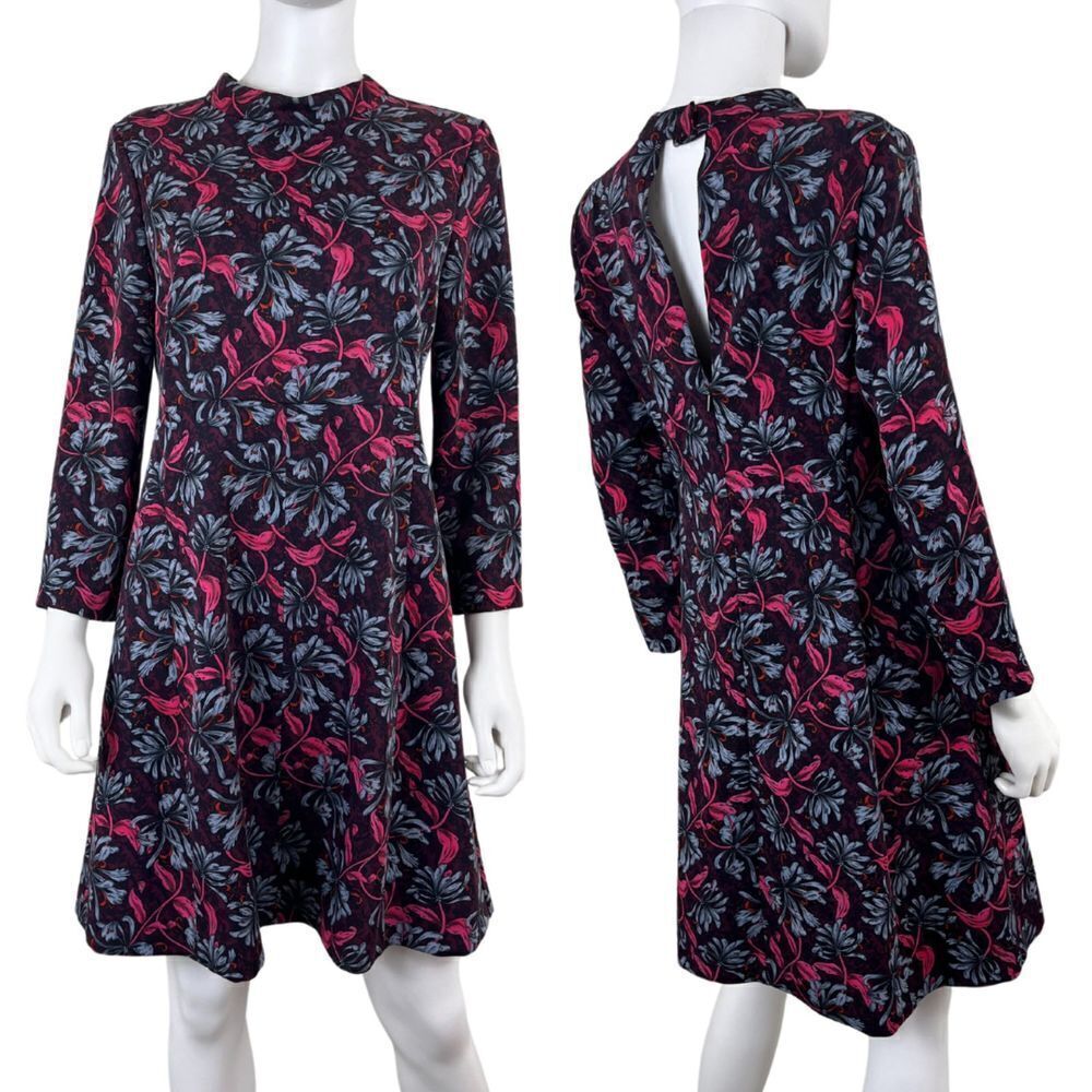Rebecca Taylor Womens Size 10 Mystic Floral Mockneck Sheath Dress 3/4 Sleeve